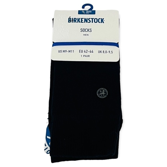 BIRKENSTOCK Mens Footbed Comfort Sole Socks Black Size M9-M11 NEW - Picture 1 of 3